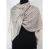 Męski damski dwustronny beżowy szal w kratę z wełny merynosów i jedwabiu