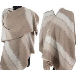 Damski męski beżowo szary wełniany szal merino