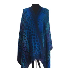 Damski szal z wełny z merynosów granatowy