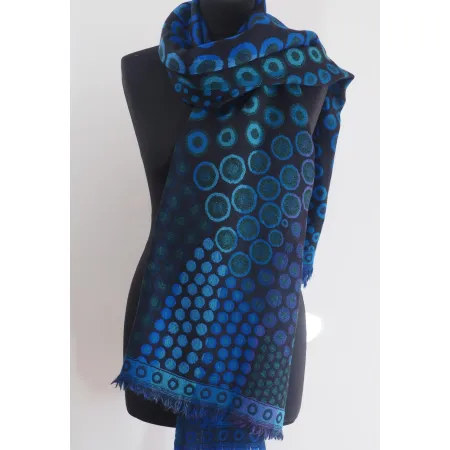 Damski szal z wełny z merynosów granatowy