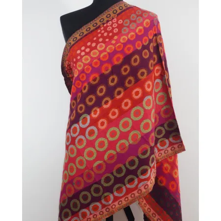 Wielokolorowy damski wełniany szal dwustronny merino