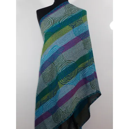 Damski szal z wełny merynosów w odcieniach turkusu