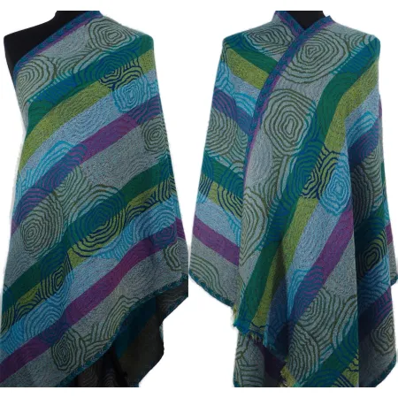 Damski szal z wełny merynosów w odcieniach turkusu