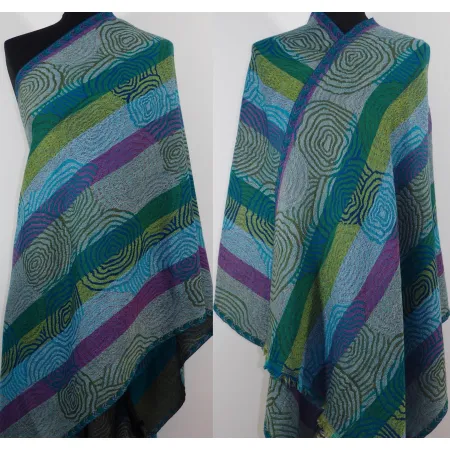 Damski szal z wełny merynosów w odcieniach turkusu