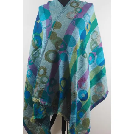 Damski szal wełniany merynosów turkusowych odcieniach