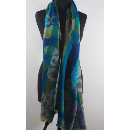 Damski szal wełniany merynosów turkusowych odcieniach