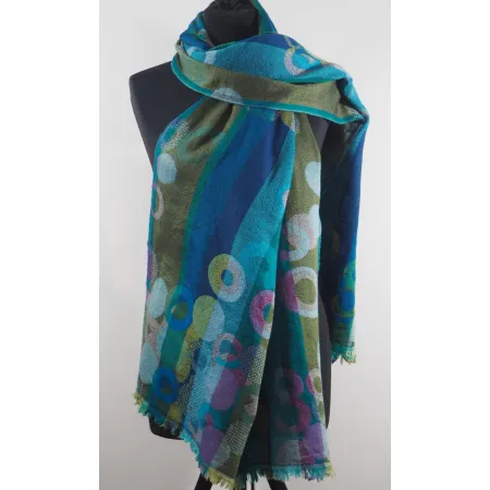 Damski szal wełniany merynosów turkusowych odcieniach