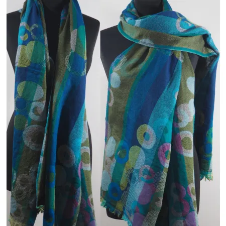 Damski szal wełniany merynosów turkusowych odcieniach