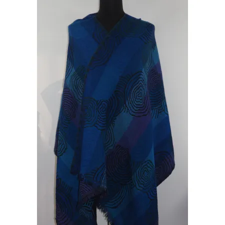 Damski szal  z wełny merynosów granatowy