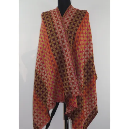 Damski wełniany merynos szal kolorowy Piksel