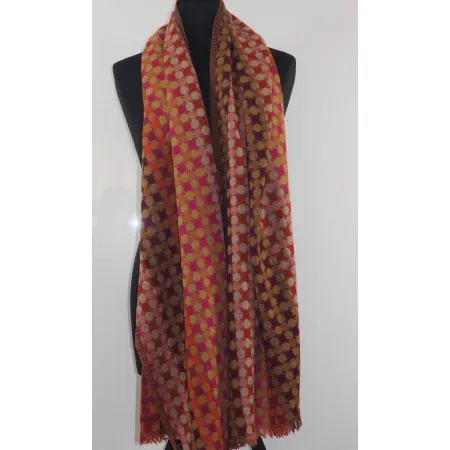 Damski wełniany merynos szal kolorowy Piksel