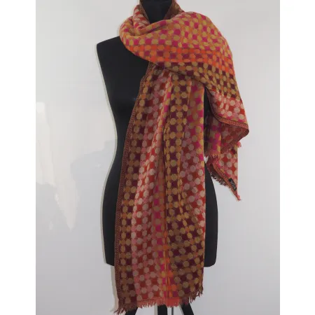 Damski wełniany merynos szal kolorowy Piksel