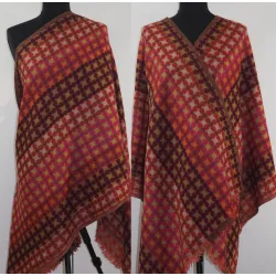 Damski wełniany szal pomarańczowo brązowy w piksle