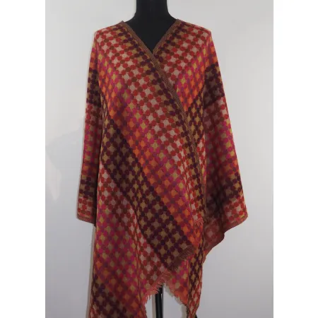 Damski wełniany szal pomarańczowo brązowy w piksle