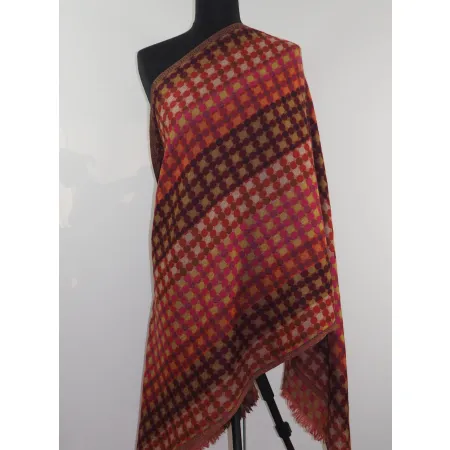 Damski wełniany szal pomarańczowo brązowy w piksle