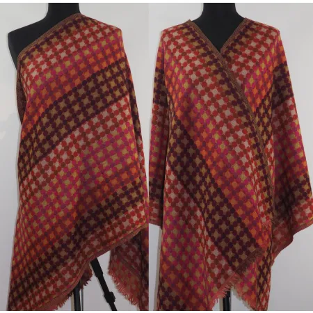 Damski wełniany szal pomarańczowo brązowy w piksle