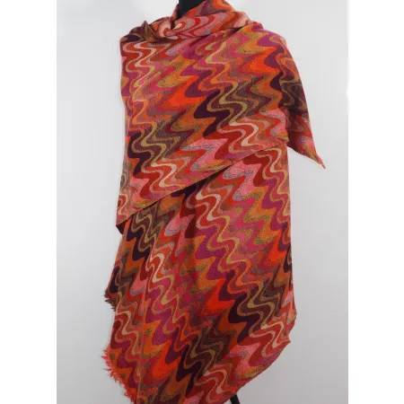 Damski szal wełniany w ognistych jesiennych barwach
