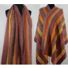 Damski szal w paski i jodełka z wełny z merynosów