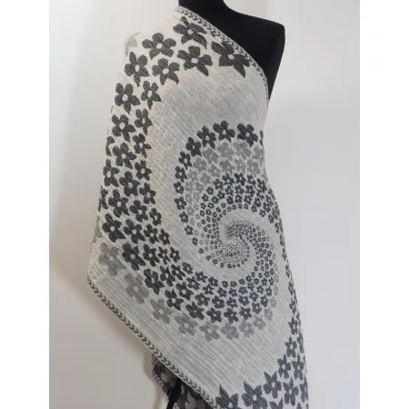 Damski wełniany szal merynosów w odcieniach szarości