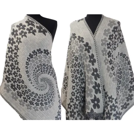 Damski wełniany szal merynosów w odcieniach szarości