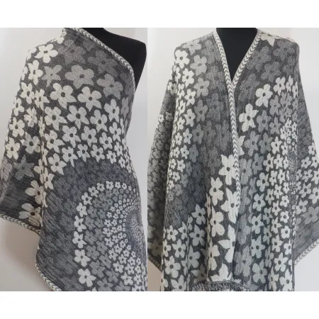 Damski wełniany szal merynosów w odcieniach szarości