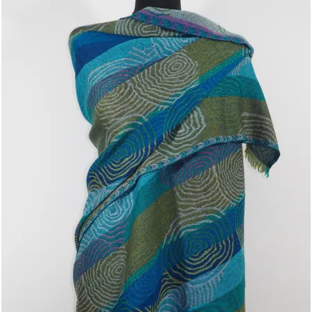 Damski szal wełniany merynosów w paski