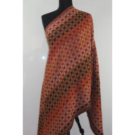 Damski wełniany szal pomarańczowo brązowy w piksle