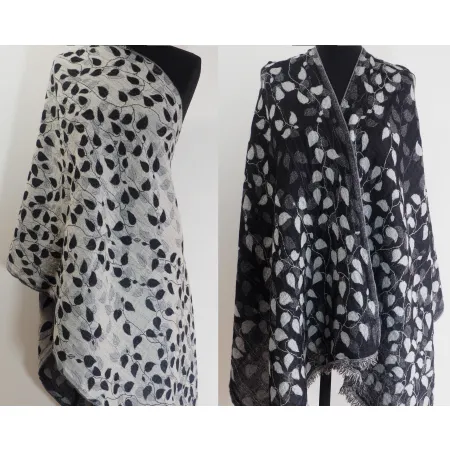 Elegancki dwustronny damski szal z wełny merynosów. Gatunek premium.