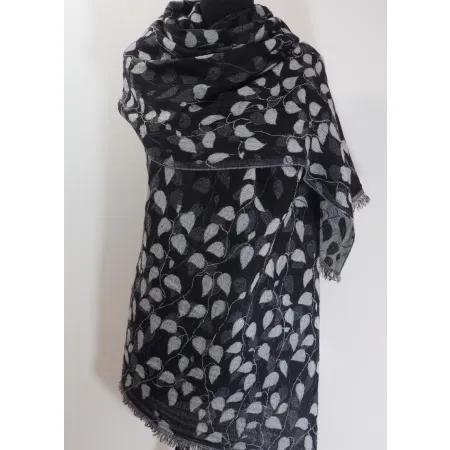 Elegancki dwustronny damski szal z wełny merynosów. Gatunek premium.