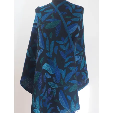 Elegancki granatowy damski szal z wełny z merynosów