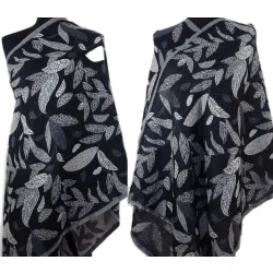 Damski szal wełny z merynosów dwustronny w liście