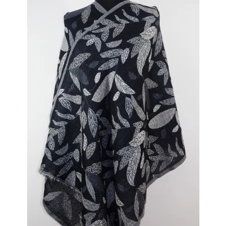 Damski szal wełny z merynosów dwustronny w liście