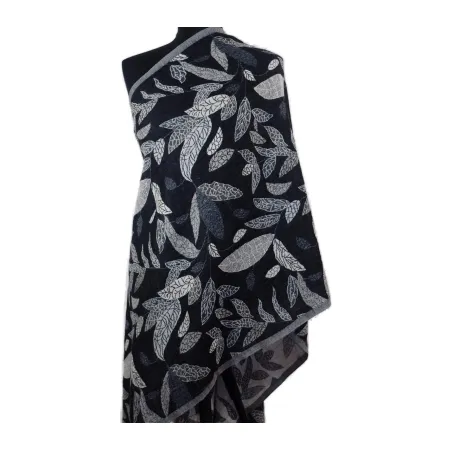 Damski szal wełny z merynosów dwustronny w liście