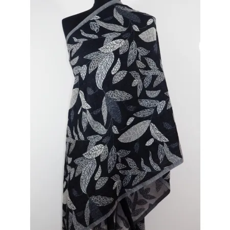 Damski szal wełny z merynosów dwustronny w liście