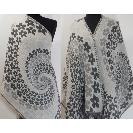 Szary wełniany szal damski z wełny merynosów