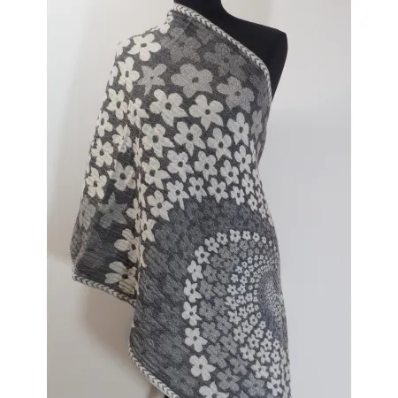 Szary wełniany szal damski z wełny merynosów