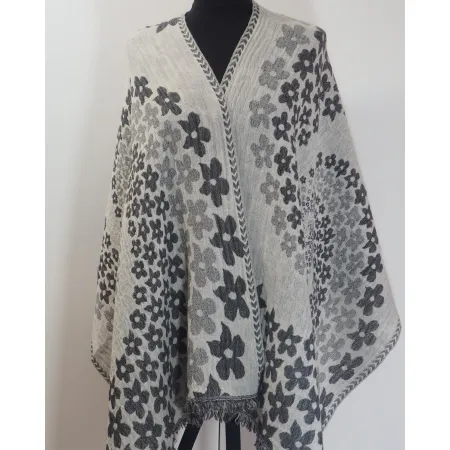 Szary wełniany szal damski z wełny merynosów