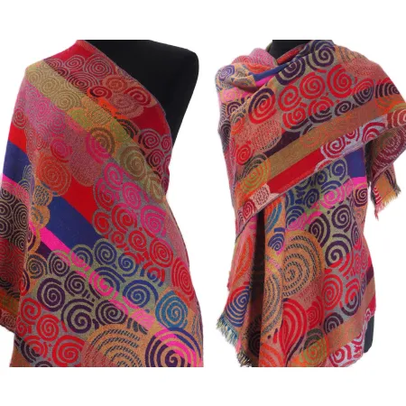 Damski szal kolorowy z wełny merynosów