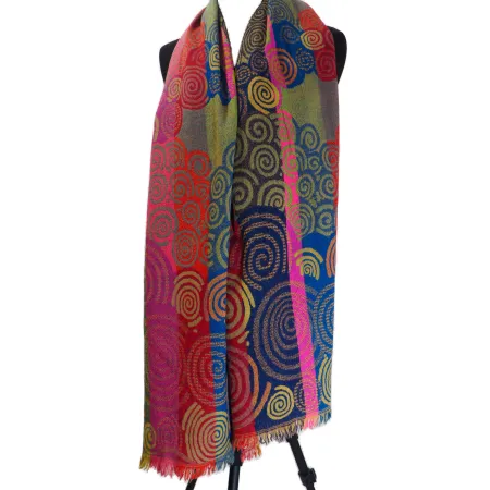 Damski szal kolorowy z wełny merynosów
