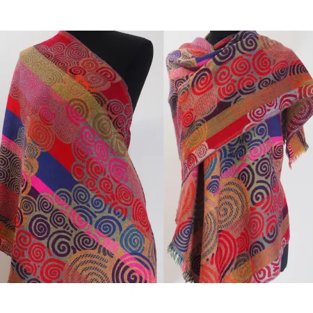 Damski szal kolorowy z wełny merynosów