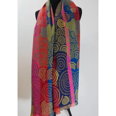 Damski szal kolorowy z wełny merynosów