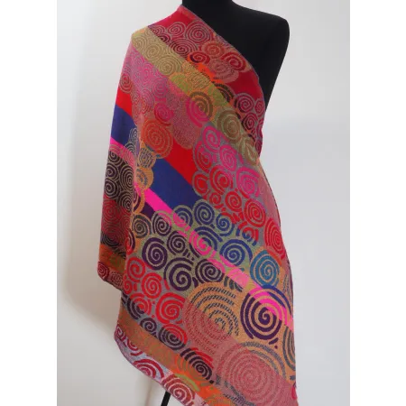 Damski szal kolorowy z wełny merynosów