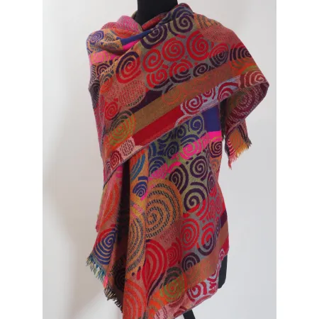 Damski szal kolorowy z wełny merynosów