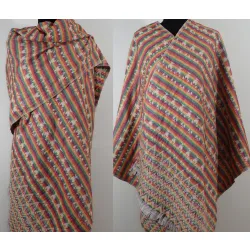 Damski kolorowy gruby szal dwustronny we wzory azteckie