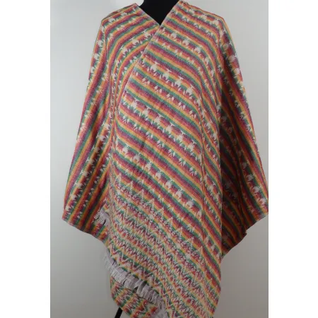 Damski kolorowy gruby szal dwustronny we wzory azteckie