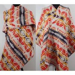 Damski szal dwustronny z wełny Jaka we wzory azteckie