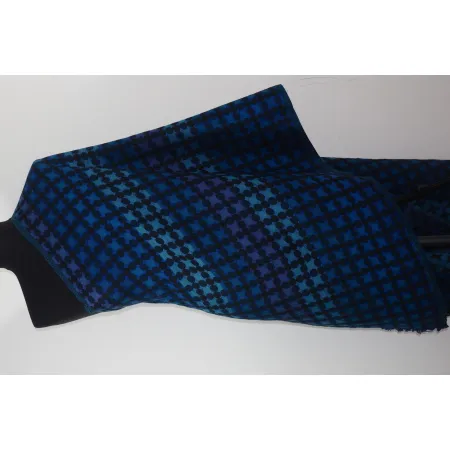 Damski wełniany szal merino granatowy Piksel