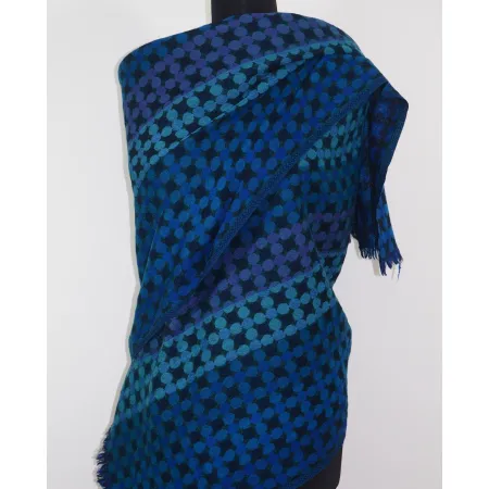 Damski wełniany szal merino granatowy Piksel