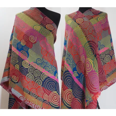 Damski szal z wełny merynosów kolorowy