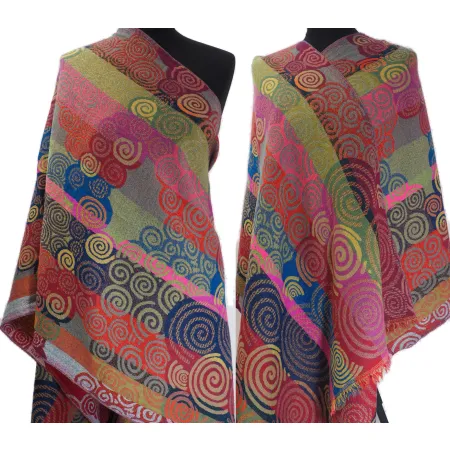 Damski szal z wełny merynosów kolorowy